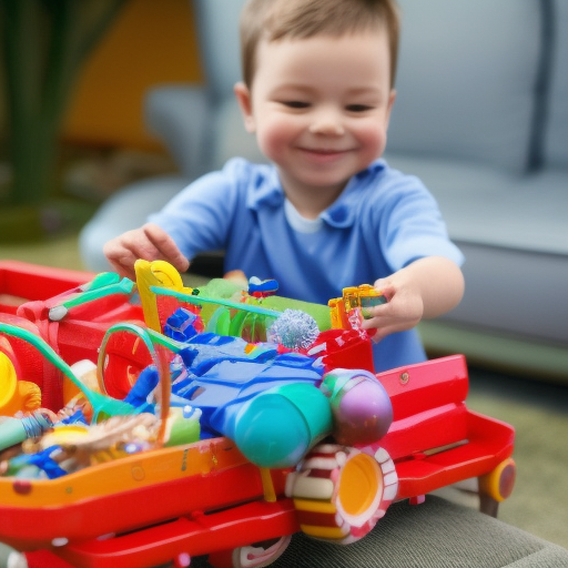 

Une image montrant un enfant entouré de jouets variés et colorés, souriant et heureux, illustre parfaitement l'article intitulé "La diversification men